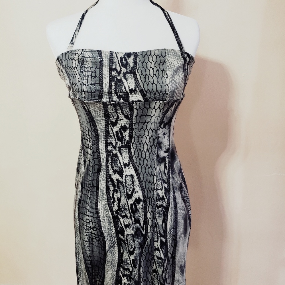 Snake Print Convertible Halter/Tube Top Dress